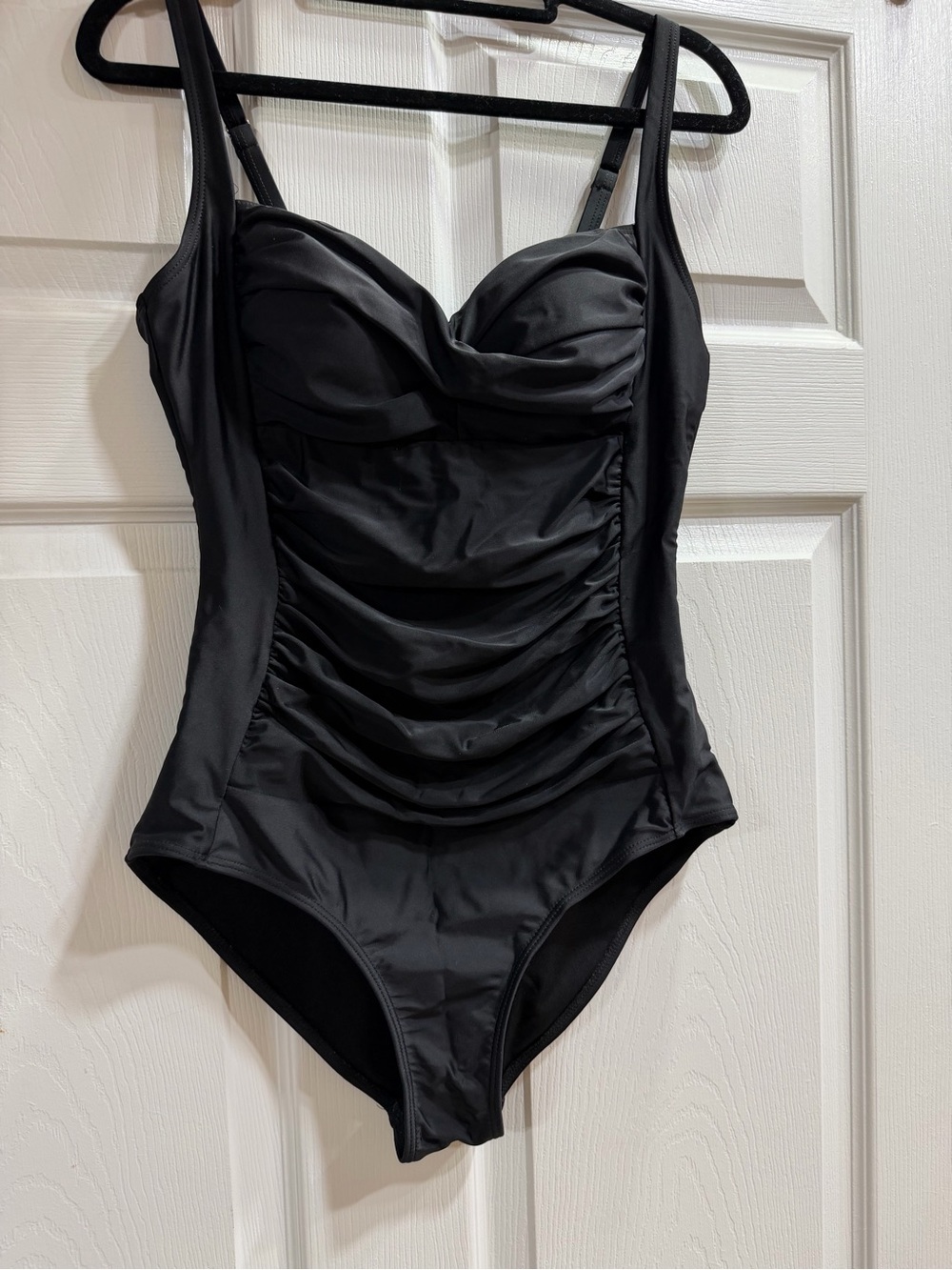 Sculpting Black Ruched One-Piece Swimsuit